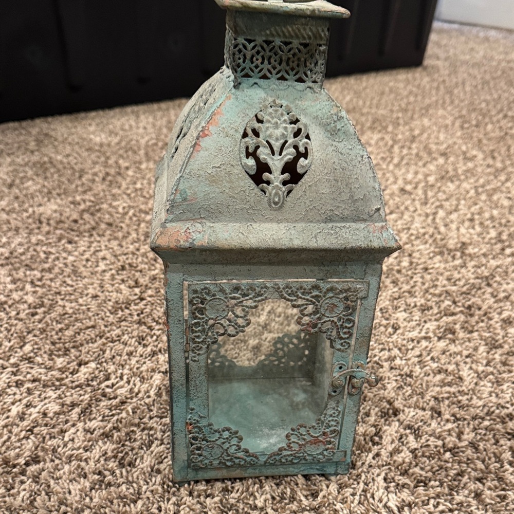 Vintage-Style Teal Lantern
